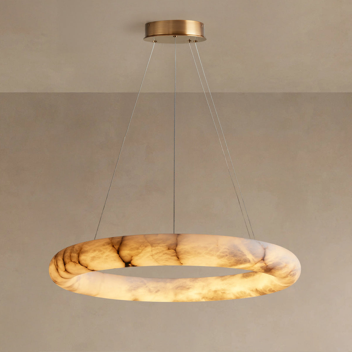 91 cm Alabaster-Halo-Kronleuchter – Rivage Lisse