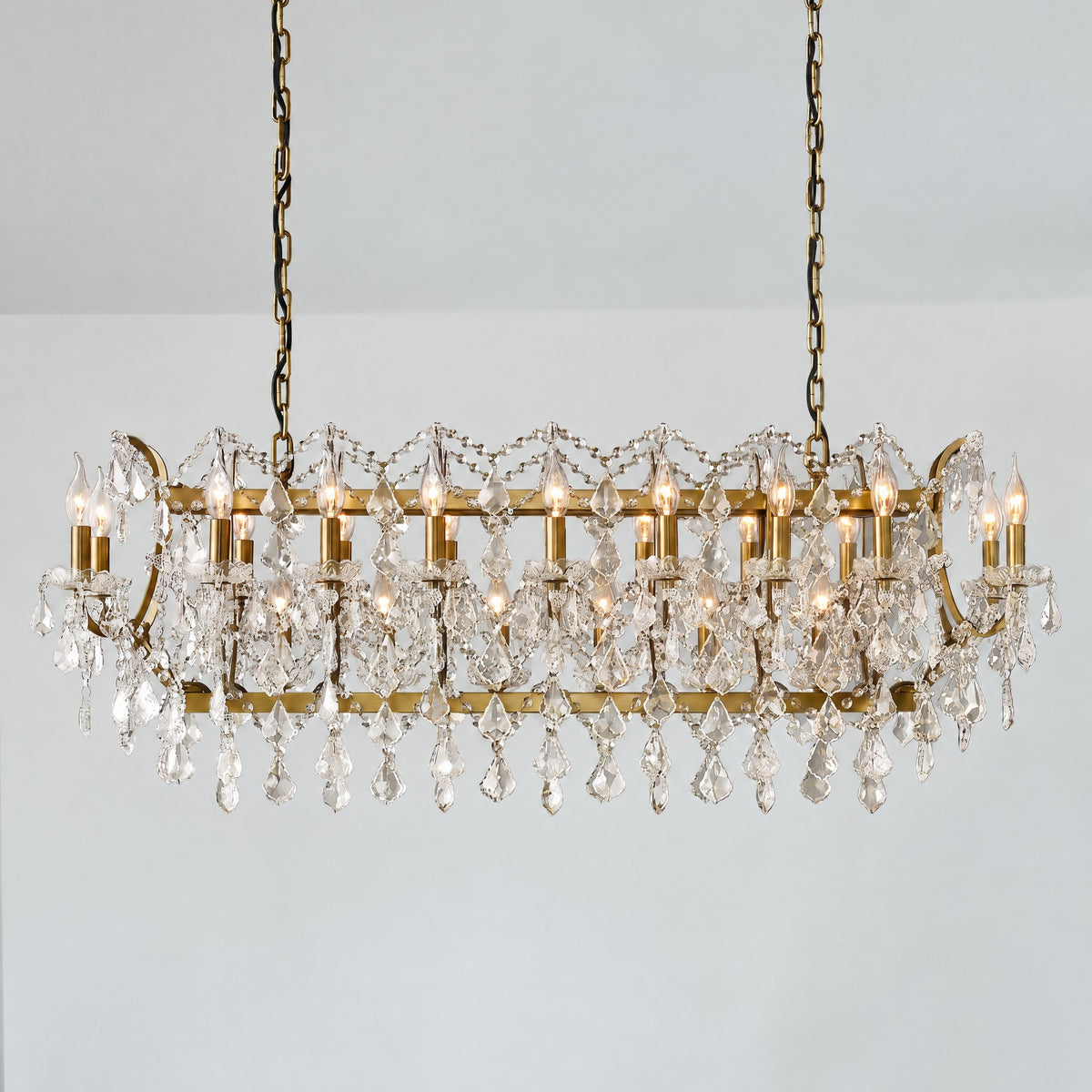 132 cm Victorian Crystal Rectangular Chandelier - Rococo