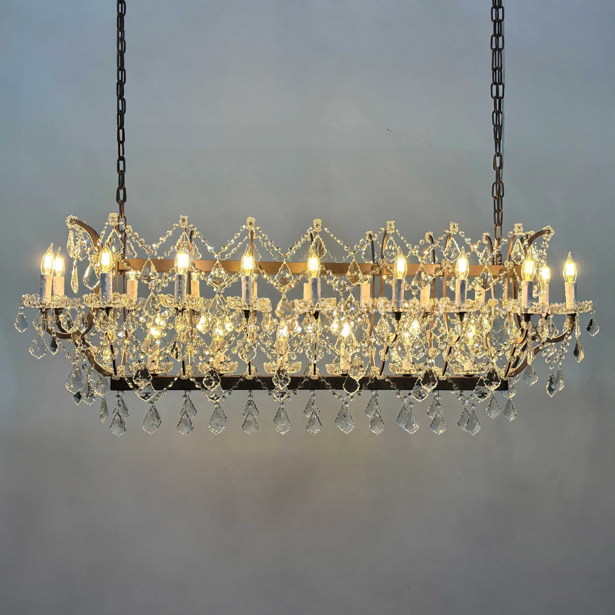 132 cm Victorian Crystal Rectangular Chandelier - Rococo