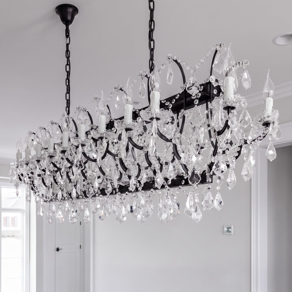 160 cm Victorian Crystal Rectangular Chandelier - Rococo