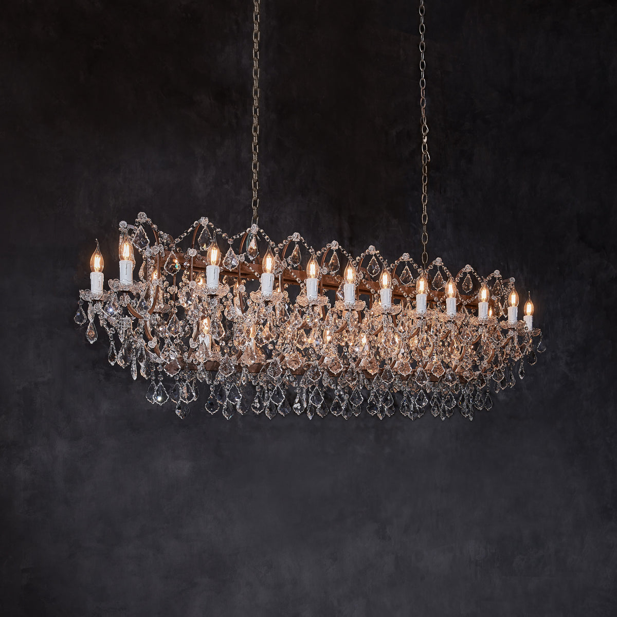 160 cm Victorian Crystal Rectangular Chandelier - Rococo