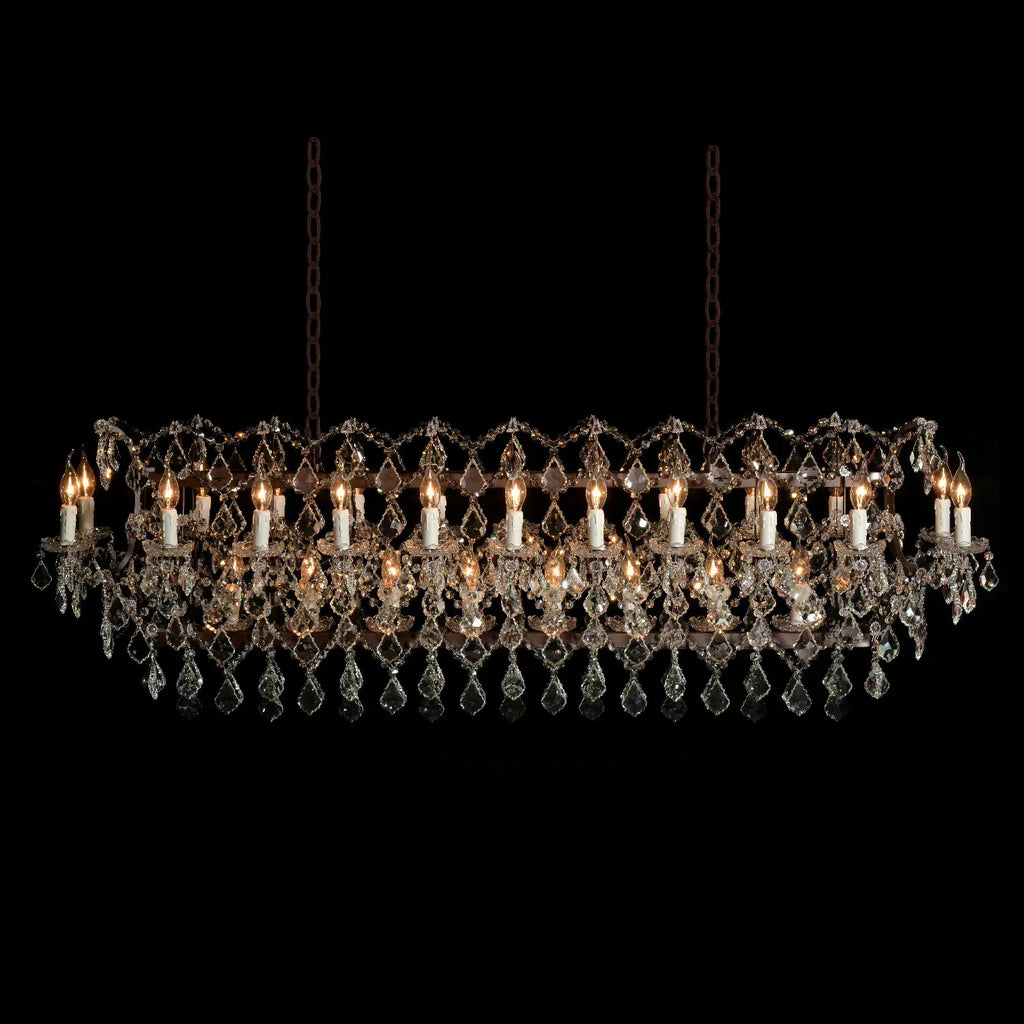 160 cm Victorian Crystal Rectangular Chandelier - Rococo