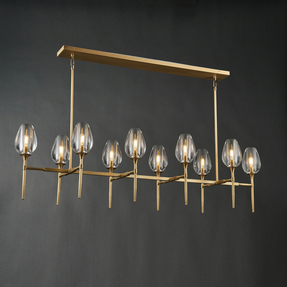 165 cm Crystal Shade Linear Chandelier - Tulip
