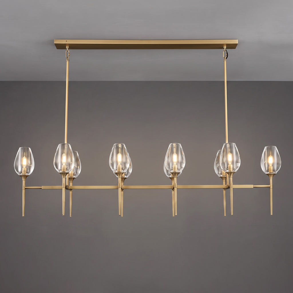 165 cm Crystal Shade Linear Chandelier - Tulip
