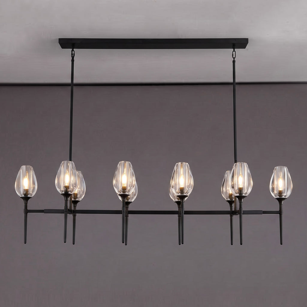 165 cm Crystal Shade Linear Chandelier - Tulip