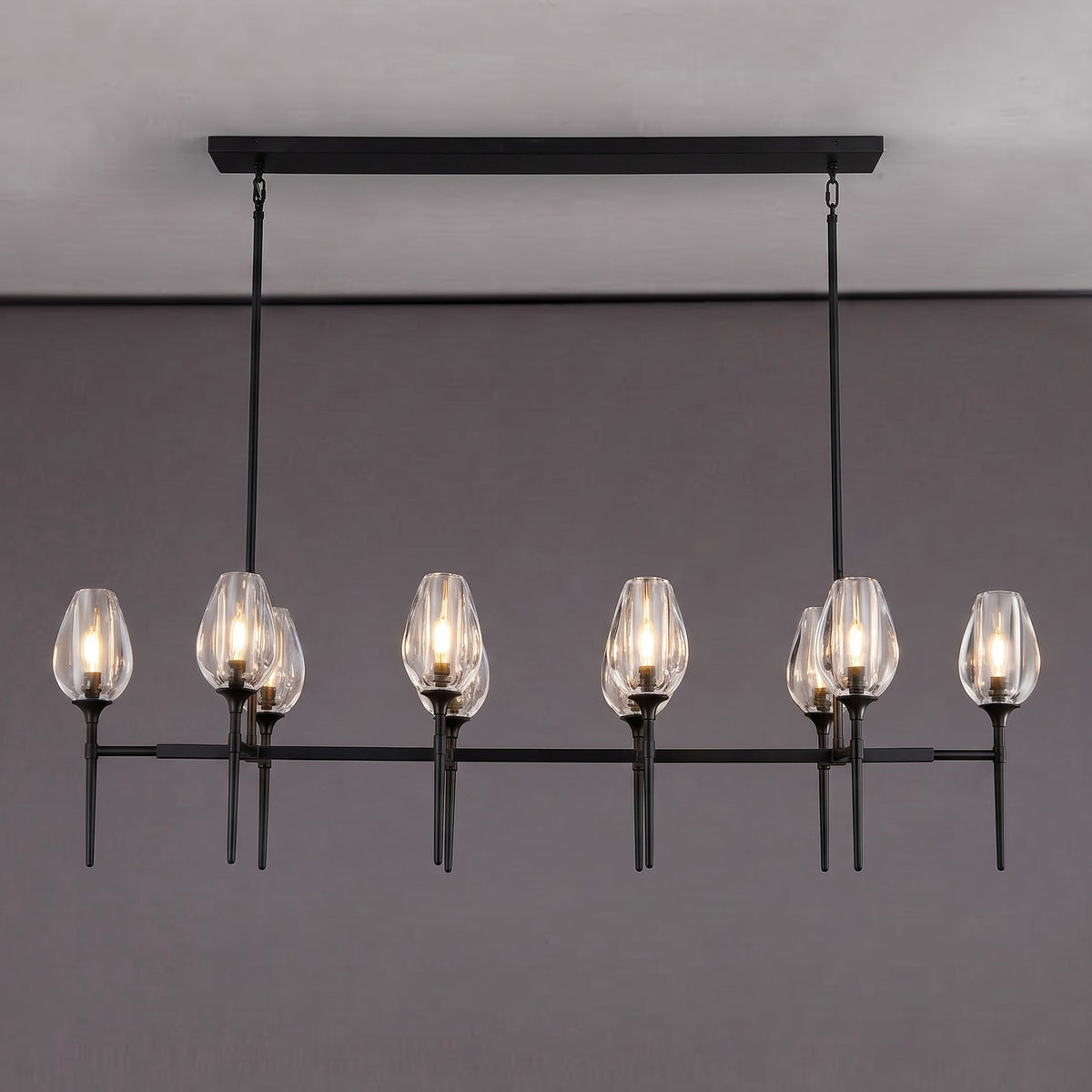 165 cm Crystal Shade Linear Chandelier - Tulip