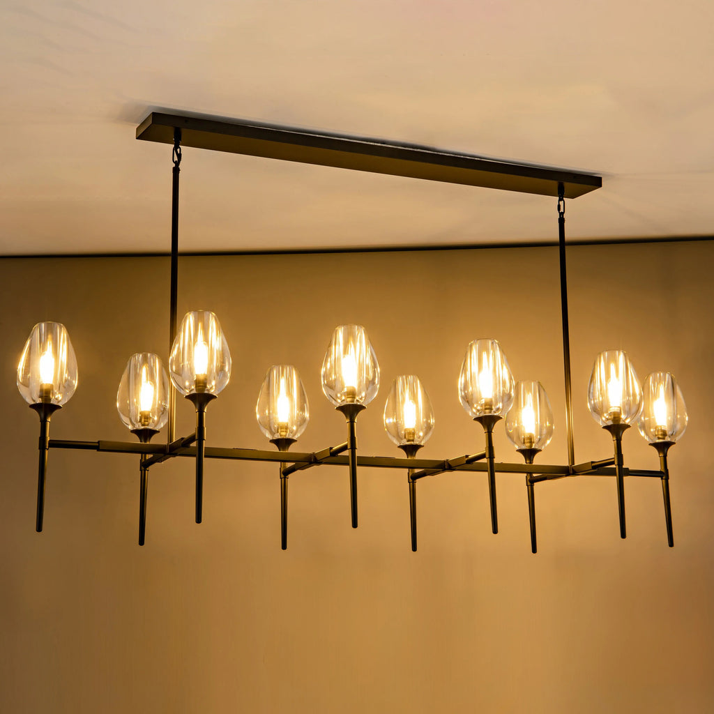 165 cm Crystal Shade Linear Chandelier - Tulip