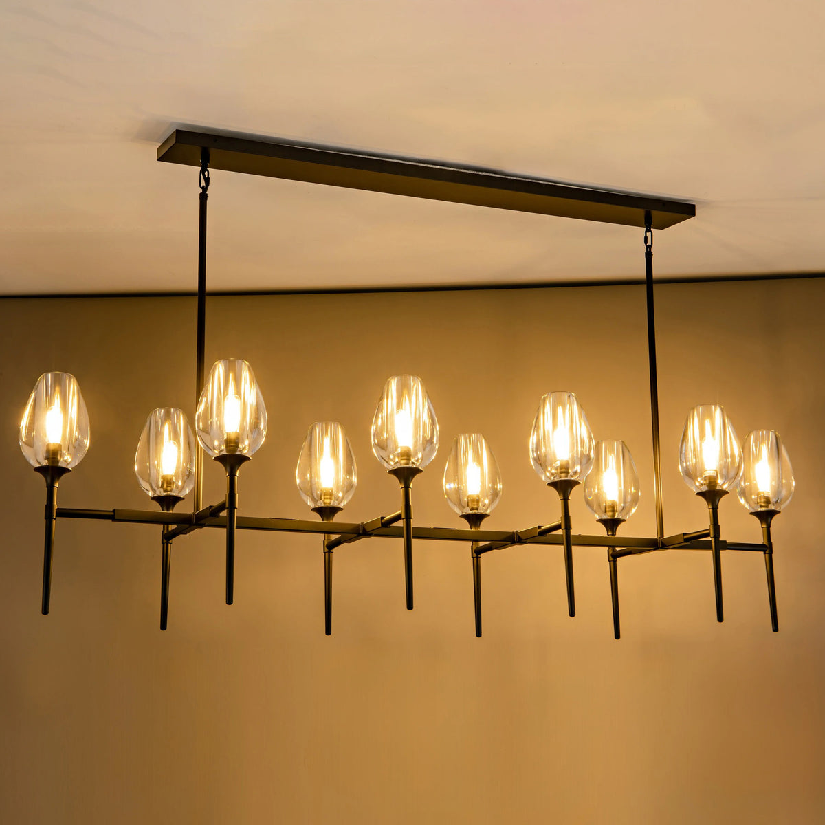 165 cm Crystal Shade Linear Chandelier - Tulip