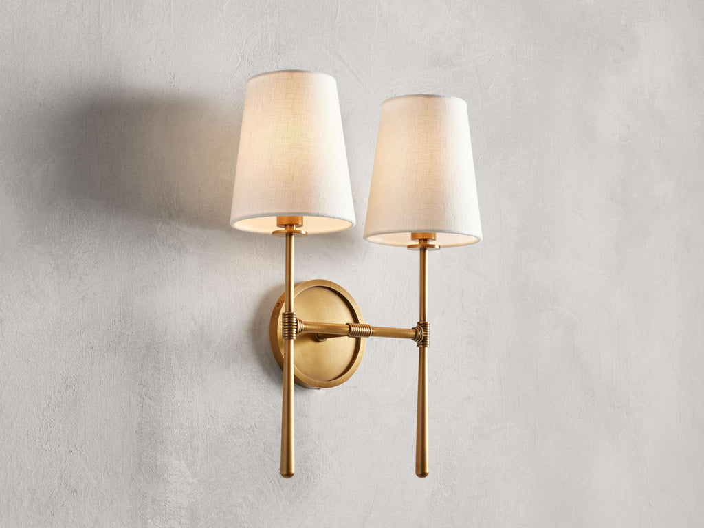 33 cm Fabric Shade Double Wall Sconce - Rhodes